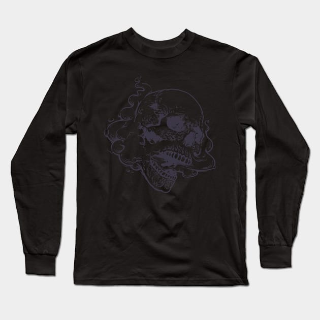 Vaping Skull Long Sleeve T-Shirt by Vecster